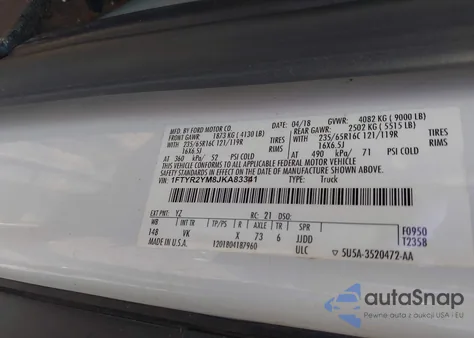 2018 Ford Transit-250 из США, поврежденный, VIN 1FTYR2YM8JKA83341